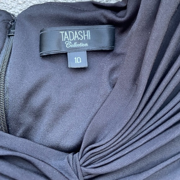 TADASHI Collection Ruched Taffeta Gown in Black Size 10 - Picture 4 of 13